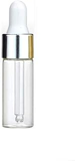 100Pcs 5ML Refillable Clear Glass Essential Oil Bottles Eye Dropper Vials Perfume Cosmetic Liquid Aromatherapy Lotion Sample Storage Containers Jars with Eye Dropper Dispenser, Silver Aluminum Cap