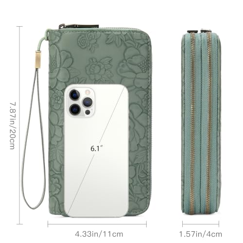 Image of GAEKEAO RFID Leather Wristlet Wallet for Women with Grip Strap