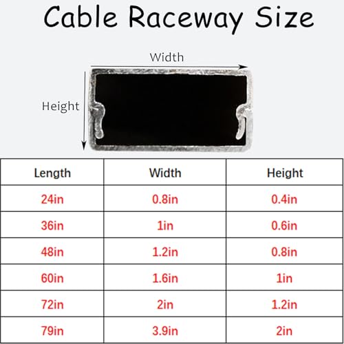 Canaleta para cables de acero inoxidable, cubre cables decorativo para debajo de escritorio/oficina/aparatos, gestión de cables para ocultar cables en el suelo, instalación rápida (L 36IN x W 0.8IN x H 0.4IN) miniatura 2