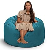 ULTIMATE SACK 4ft Bean Bag Chair, Oversize Bean Bag Chair for Adults, Comfy Chair Bean Bag Couch Lounge Sofa Loveseat Furniture | Teal Suede