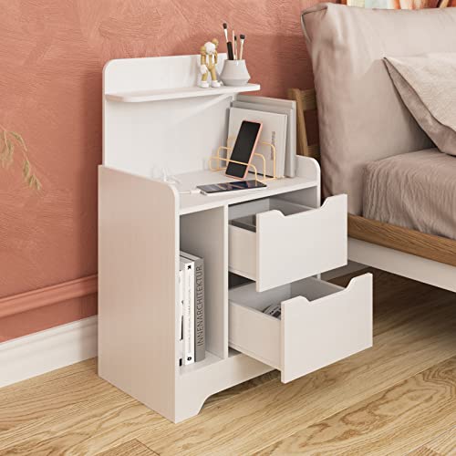 Hosote White Nightstand With Charging Station Usb Port, Night Stand With Drawers Open Storage And Shelf, Bedside Table For Bedroom Side Table End Table Sofa Table For Living Room #TOP5