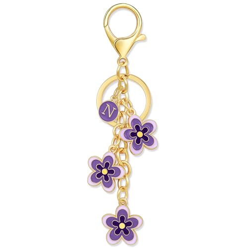 Simpatico portachiavi con lettera floreale: i colori ricchi e stratificati conferiscono vita a ogni fiore. Offriamo una varietà di opzioni di colore per abbinare diversi stili. Questo portachiavi iniziale è un simpatico ciondolo per borsetta/ciondolo per borsa da donna. Portachiavi a scelta per un amico. Simpatico portachiavi accessorio per ragazze.