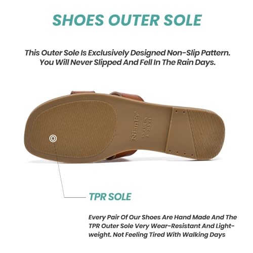 NianEr Womens Microfiber Leather Comfort Foam Support H Sandals Square Toe Dress Dressy Slip On Casual Cute Comfort Bride Bridal Wedding Designer Date Flat Sandals Summer Shoes Slides3