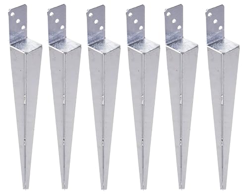 Aqbau Lot de 6 supports de poteau à enfoncer - Galvanisés à chaud - Manchons de sol à enfoncer en L - 60 x 600 mm