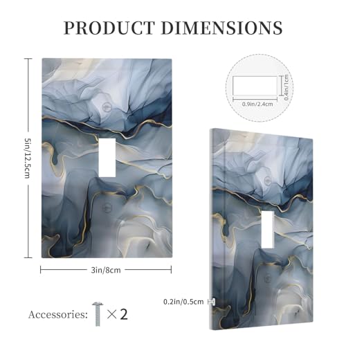 Decorative Switch Plate Covers Abstract Ink Blue Marble Glod Line Texture 1 Gang Light Switch Cover Plate Single Toggle Wall Plate Outlet Covers Wall Plate Faceplate for Bathroom Decor