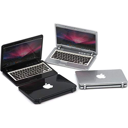 hobbysoul 4pcs 1:12 1：6 Mini Laptop Miniature Scene Model Scale Dollhouse Accessories
