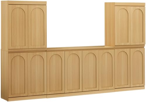 Crosley Furniture Marco 3-Piece Modern Sideboard and Pantry Set, Buffet with Storage Cabinets and Shelves, Ash