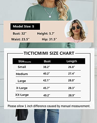 Ticticmimi Women's Casual Long Sleeve Color Block/Solid Tops Crewneck Sweatshirts Cute Loose Fit Pullovers With Pockets #TOP4