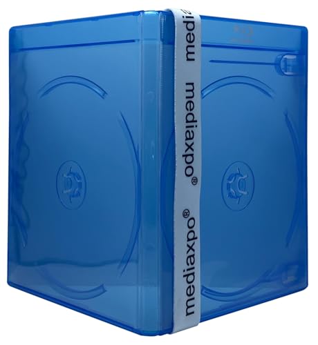 Image of Mediaxpo Premium Standard Blu-Ray Double 2 Disc Capacity Cases 12MM | Protect Your Blu-ray Collection with Silver Screen Printed Logo | Ideal for Collectors and Film Enthusiasts (Pack of 200)