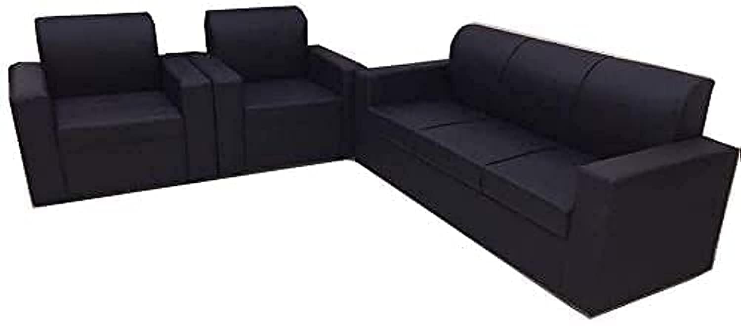 MB_FURNITURE Royal Modern Living Room Sofa Set - Dashing Black,3 Piece