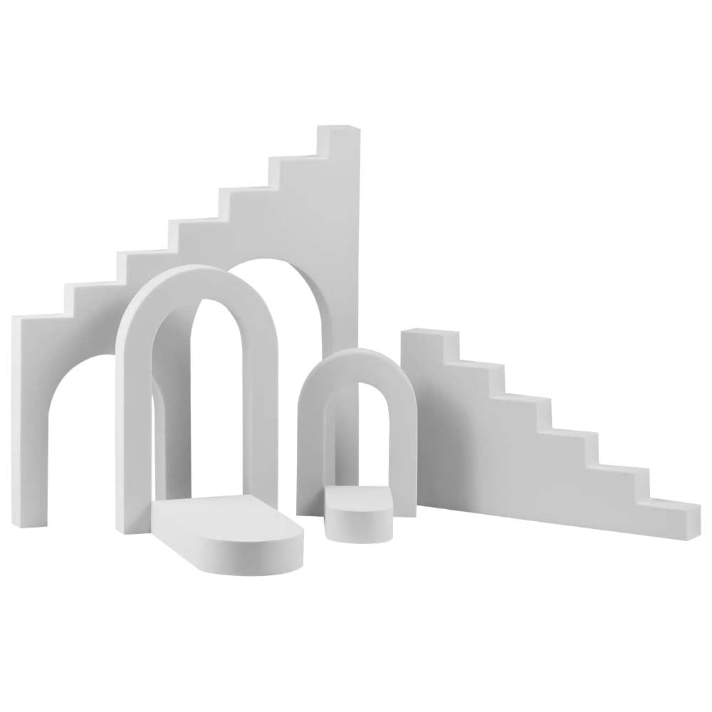 Erweicet 1Set White Stereo Hard Foam Decorative Backdrop Ladder Combination Photography Background Props Set Geometric Cube photography Set for Lipstick, Perfume, Makeup Tools