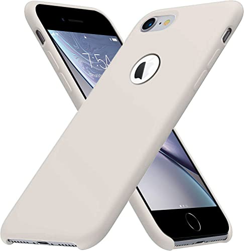 Image of VONZEE Liquid Silicone Soft Back Cover for iPhone 7 Case, Shockproof Slim Camera & Full Body Protection Non Yellowing Cover with Microfiber Lining & Logo Cut (4.7 Inch) -Stone Grey
