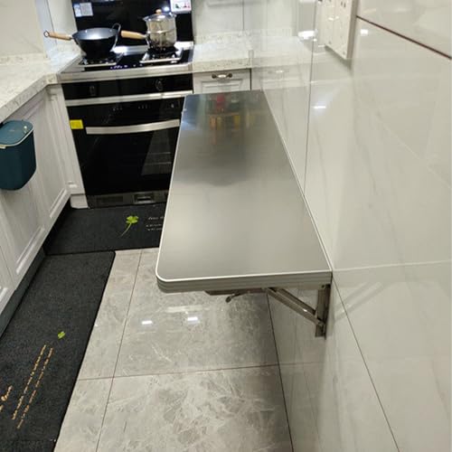 Table pliante murale en acier inoxydable avec plan de travail de 90cm - 7