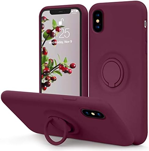 MOCCA for iPhone Xs Case, iPhone X Silicone Case with Kickstand | Anti-Scratch Full-Body Shockproof Protective Case for iPhone Xs/X - WineRed