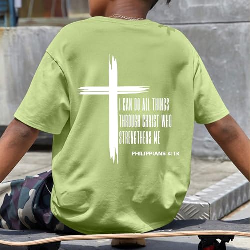 Image of KEEVICI Boys Christian Graphic Tees God Jesus Shirts for Kids Cross Faith Bible Verse Inspirational Religious Cotton T Shirt