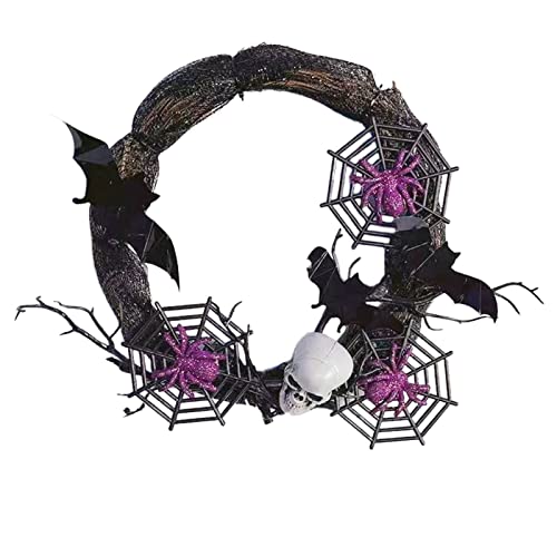 Couronne de Chauve-Souris Noire Halloween et araignées effrayantes de porte