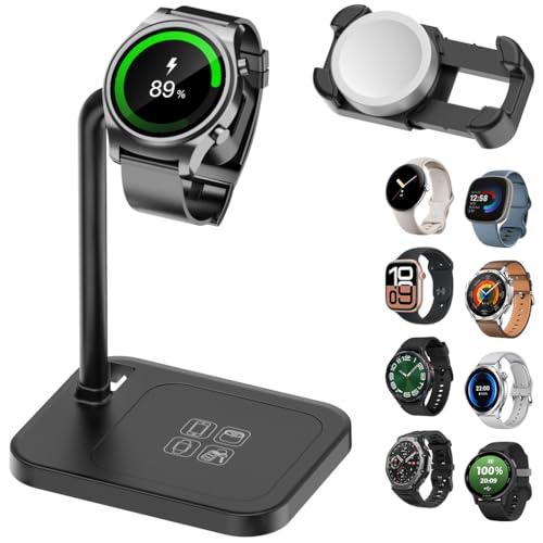 Universelle verstellbare Smartwatch-Ladestation mit Teleskopständer, kompatibel mit Samsung Galaxy, Google Pixel, Huawei, Garmin, AMAZTIM, Fossil, Fitbit, Amazfit, Suunto, Xiaomi(02S-B)