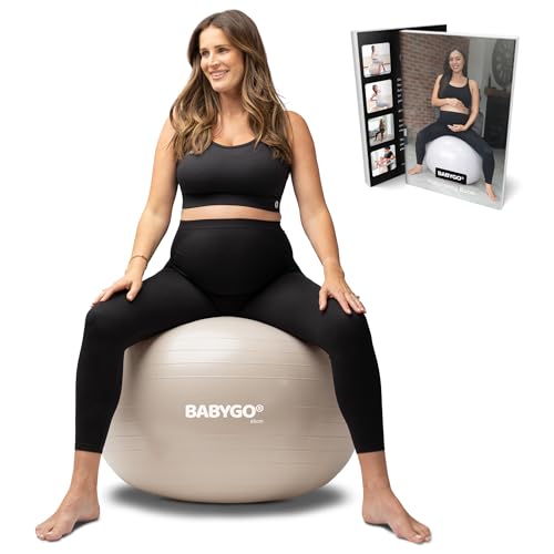 Image of BABYGO Birthing Ball - Pregnancy Yoga Labor & Exercise Ball & Book Set Trimester Targeting, Maternity Physio, Birth & Recovery Plan Included Anti Burst Eco Friendly
