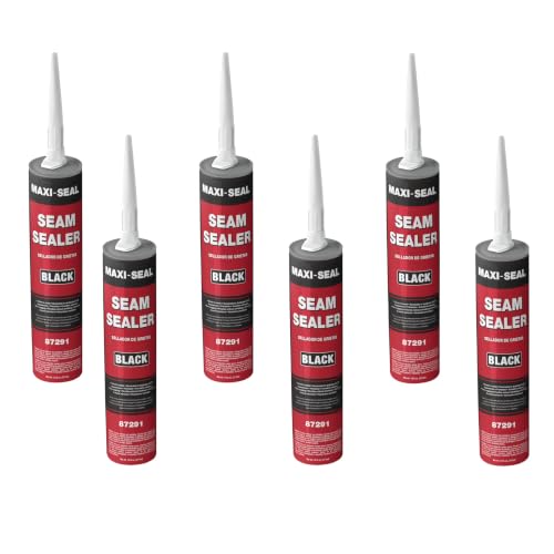 Maxi-Seal Black Polyurethane Seam Sealer (6-Pack, 10.5oz Tube) Durable & Flexible Auto Body Filler for OEM Seams | Brushable for Bare/Painted Surfaces