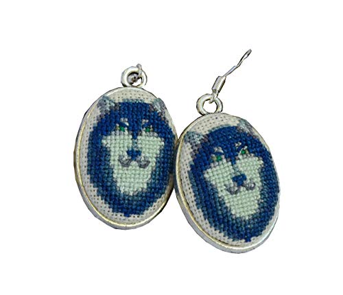 Handmade Embroidered Earrings With Wolf #TOP27