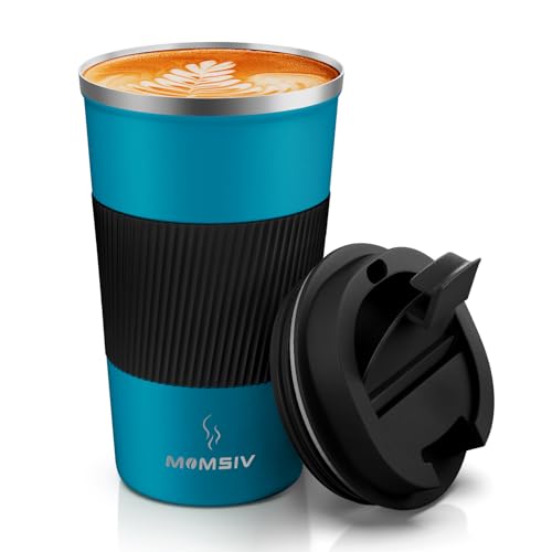 Image of MOMSIV 17oz Travel Mug, Insulated Coffee Cup with Leakproof Lid, Vacuum Stainless Steel Double Walled Reusable Tumbler for Hot and Cold Water Coffee and Tea In Travel and Car