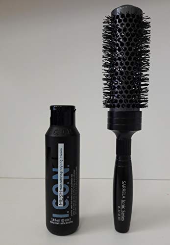ICON Mesh Moisturizing Cream with (SARRELA Ionic, Ceramic Hair Brush) small (3.4 fl. oz / 250ml - Small Ionic Brush DUO Kit)