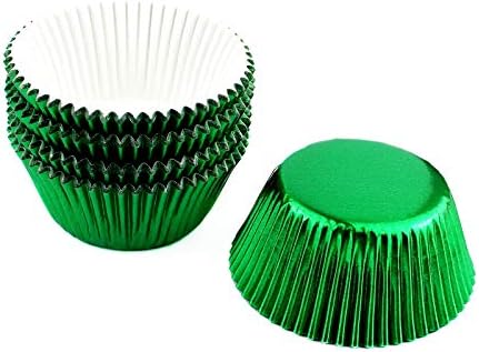 Foil Cupcake Liners, Baking Cups Standard Muffin Wrappers for Party, 100 Pack (Green)