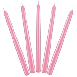 Set of 5 Unscented Pink Pastel Taper Candles, Skinny 10 Inch Tall Solid Colored Wax Tapered Candlesticks for Table Wedding Party Centerpiece Valentine's Day