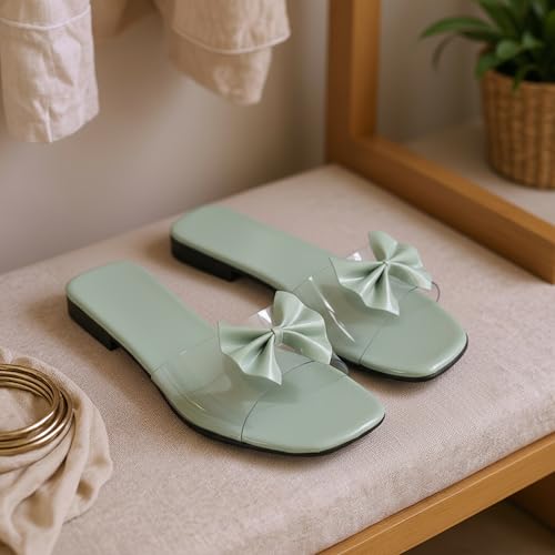 Image of Women's Slippers | Comfortable Flat Chappals for Women with Bow Detail | Stylish Casual Chappals, Trendy Summer Sandals, Comfortable Footwear for Daily Use