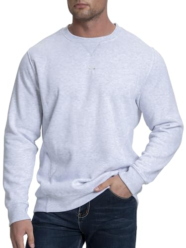 DITOK Mens Athletic Fleece Crewneck Sweatshirt Cotton-Blend Long Sleeve Casual Pullover Loose Fit Workout Sweat Shirts,Grey