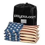 Weather Resistant Cornhole Bean Bags - Set of 8 American Flag Corn Hole Bags (Stars & Stripes) - Regulation Size & Weight