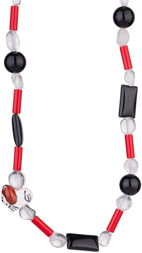 Chunky Beaded Choker Necklace for Women Trendy Red Black Beads Strand