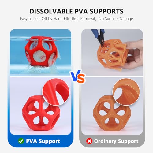Image of PVA Filament 1.75 mm, 3D Printer Filament, Water-Soluble PVA 500 g (1.1 lbs) Used as a Support Material,Translucent Yellow