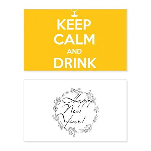 Tarjeta de felicitación para Año Nuevo: Keep Calm And Drink Beer, diseño amarillo