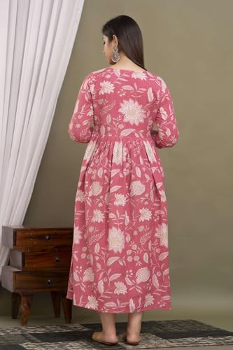 Image of Maternity Feeding Kurtis for Women Cotton - Zip Access Nursing Dress | Comfortable Pregnancy Wear | Stylish Feeding Kurti | Soft Cotton Maternity Dresses for Womens