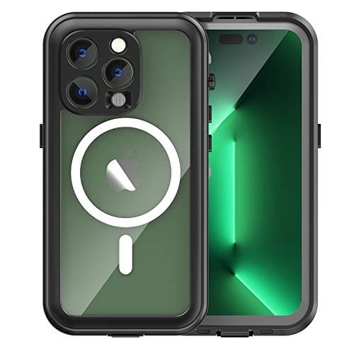 VONNOBILITY Designed for iPhone 14 Pro Case Waterproof, IP68 Waterproof Shockproof Dustproof Full-Body Rubber Case Built-in Screen Protector Waterproof Case for iPhone 14 Pro 6.1'' (Black+Clear)