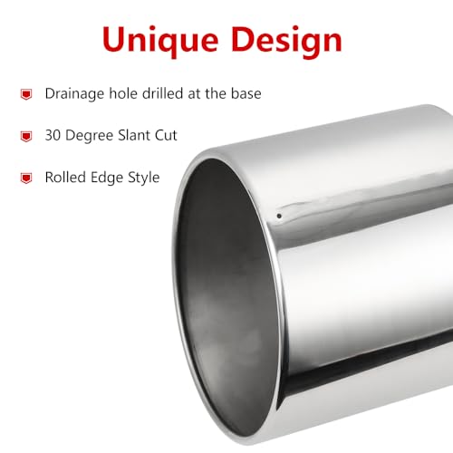 Image of A-KARCK Exhaust Tip 4 inch Inlet to 10 inch Outlet, 15 inch Overall Length Polishing Bolt On Exhaust Tailpipe Tip Protect Tailpipe