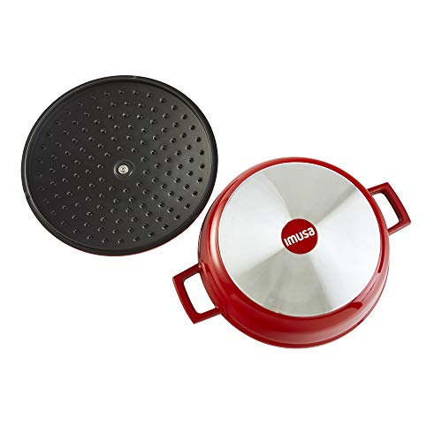 Imusa Usa, Red 5 Quart Cast Aluminum Dutch Oven With Stainless Steel Knob #TOP5