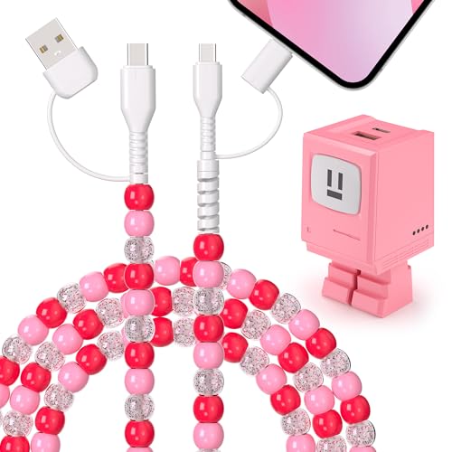 Bloc de charge USB C 30W et câble perlé multi anti-nœuds pour recharger votre iPhone 17 et 16