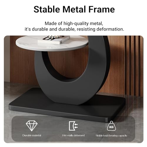 Mesa de sofá de lujo con panel de roca rectangular y marco metálico 8