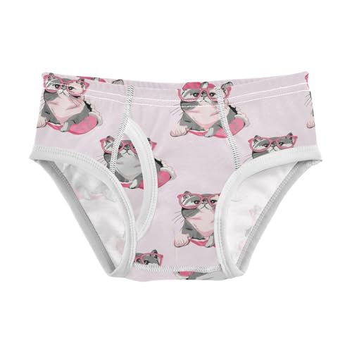 Boy Cotton Briefs Soft Underwear Breathable Briefs Underwear for Little Boy, Cute Cats Pink