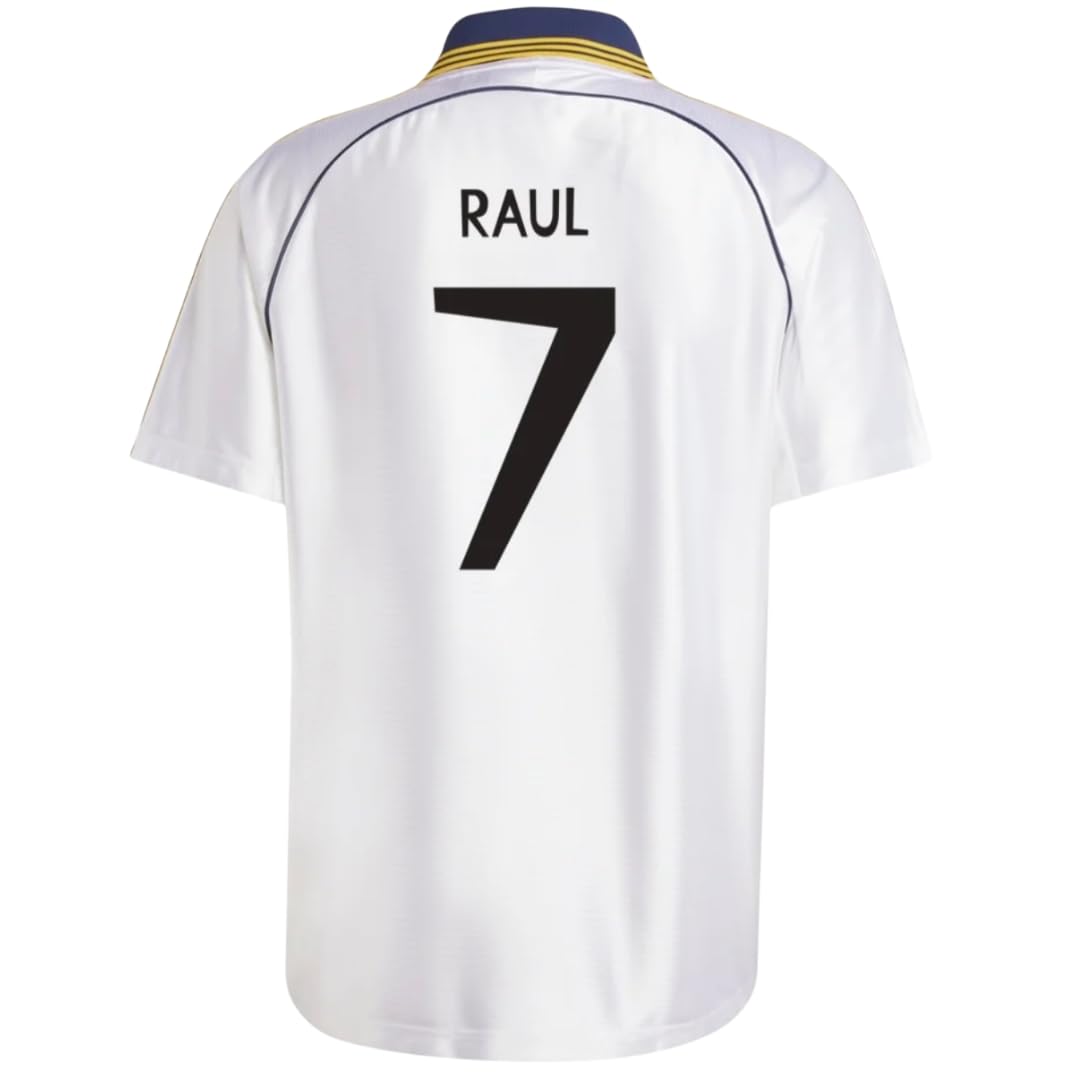 Raul #7 Retro Home 99/00 Soccer Jersey for Men Fan Version (US, Alpha, X-Large, Regular, Regular, Home)