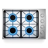 COSTWAY 30-inch Gas Cooktop, Stainless Steel Stove Top with 4 Burners, ABS Knobs and Cast Iron Grates, NG/LP G Convertible Gas Range Top with Sealed Burners for Kitchen, Easy to Clean, Silver