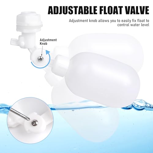 MUDUOBAN 3/8 Inch Tube Float Valve RO Water Reverse Osmosis System,Water Filter Float Ball Valve Adjustable Plastic Float Swith for Hydroponics Aquariums Water Purifiers Coffee Maker Ice Maker - Thumbnail 5