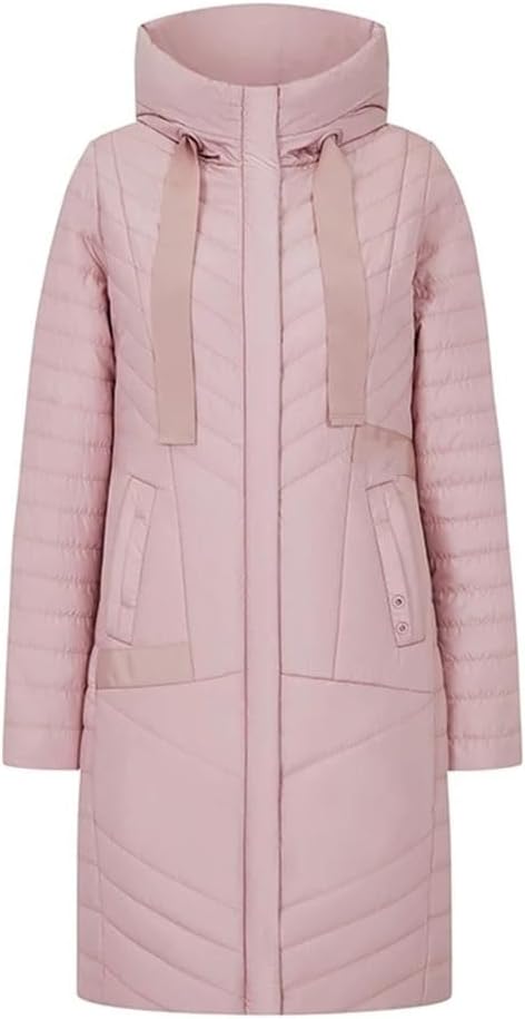 Long Thin Down Jacket Women's Pocket Hoodie Space Cotton