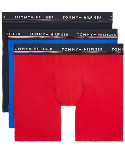 Image of Tommy Hilfiger Men's Modal 3-Pack Boxer Brief, Primary Red, Royalty, Navy, XL