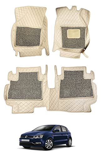Image of Auto Hub Premium 7D car mat Polo, Luxury Double-Stich 7d Car Floor Mat Complete Set, 100% Waterproof and Washable, Color : Beige
