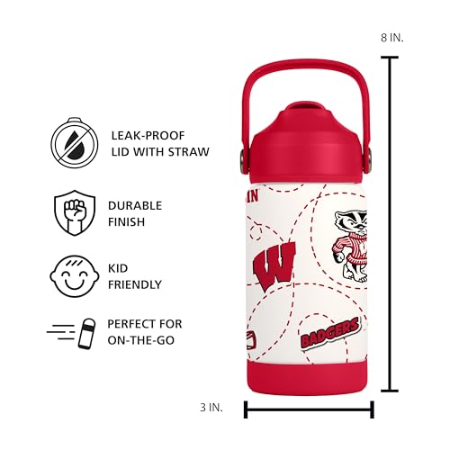 Image of Logo Brands NCAA Mascot Stainless-Steel Kids Bottle -Soft Silicone Mouthpiece, Easy To Carry, Kid-Friendly Design- Great For School & On-The-Go