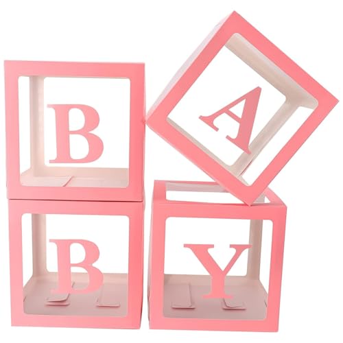 Image of Rozi Decoration Pink Baby Balloon Box without Balloon Included Set of 4 Pcs Box| Welcome Baby Decoration Kit | Baby Shower | Birthday | Naming Ceremony Decoration Kit