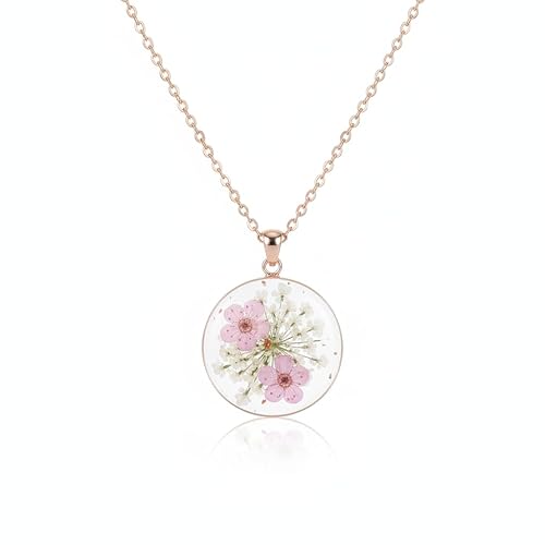 Real Pressed Flower Necklace for Women – Handmade Botanical Resin